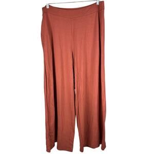 Eileen Fisher Stretch Jersey Knit Wide Leg Pant Deep Terracotta Women's XL NWT